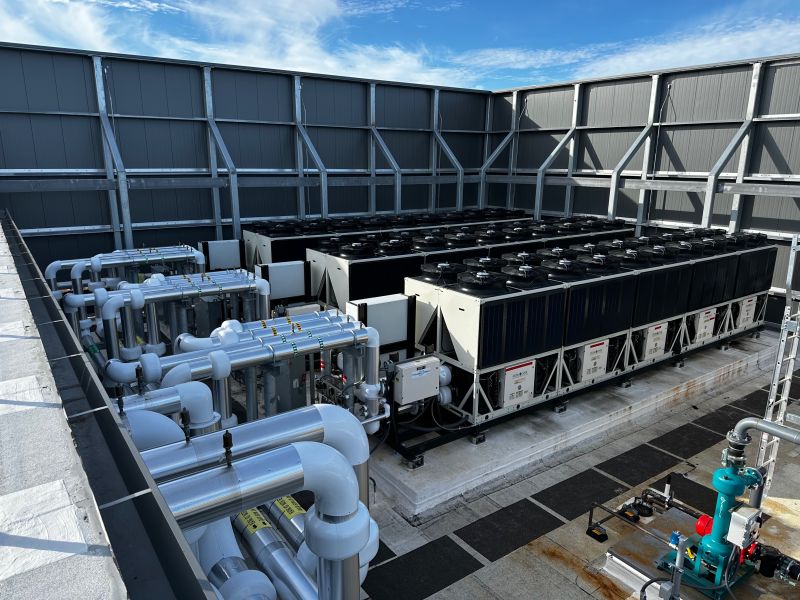 Three 350-ton heat pump chillers — Bay Area commercial project